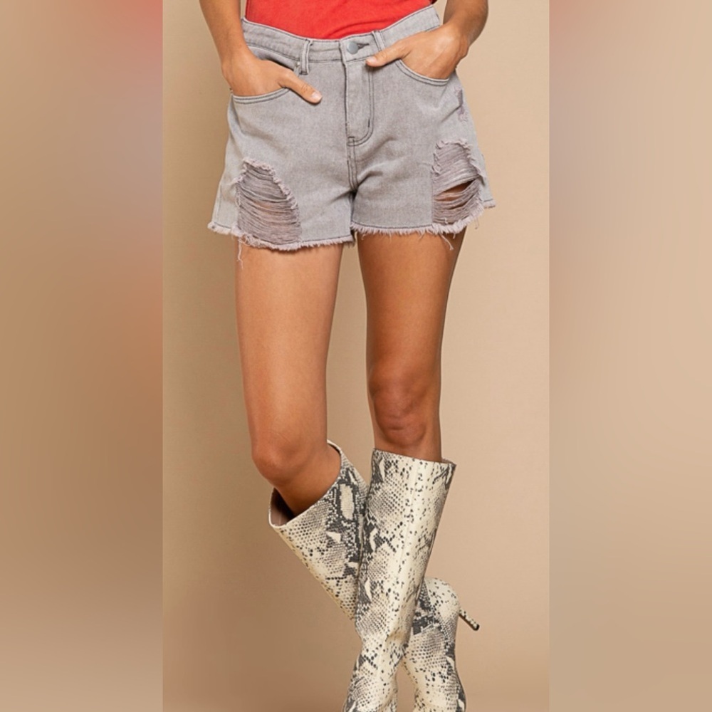 New POL Grey Distressed Shorts.  Size small, medium, large